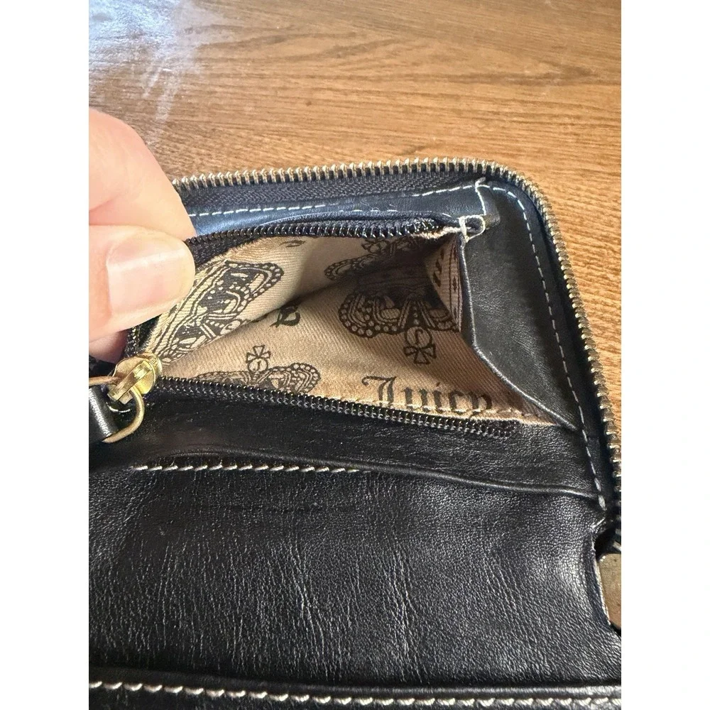 Vintage Y2K Juicy Couture Velour Scottie Dog Zip Wallet Mad Money Princess Black